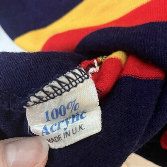 Vintage Harrod's Polo Shirt Mens Stripe Acrylic Long Sleeve Made in UK - Picture 2 of 5